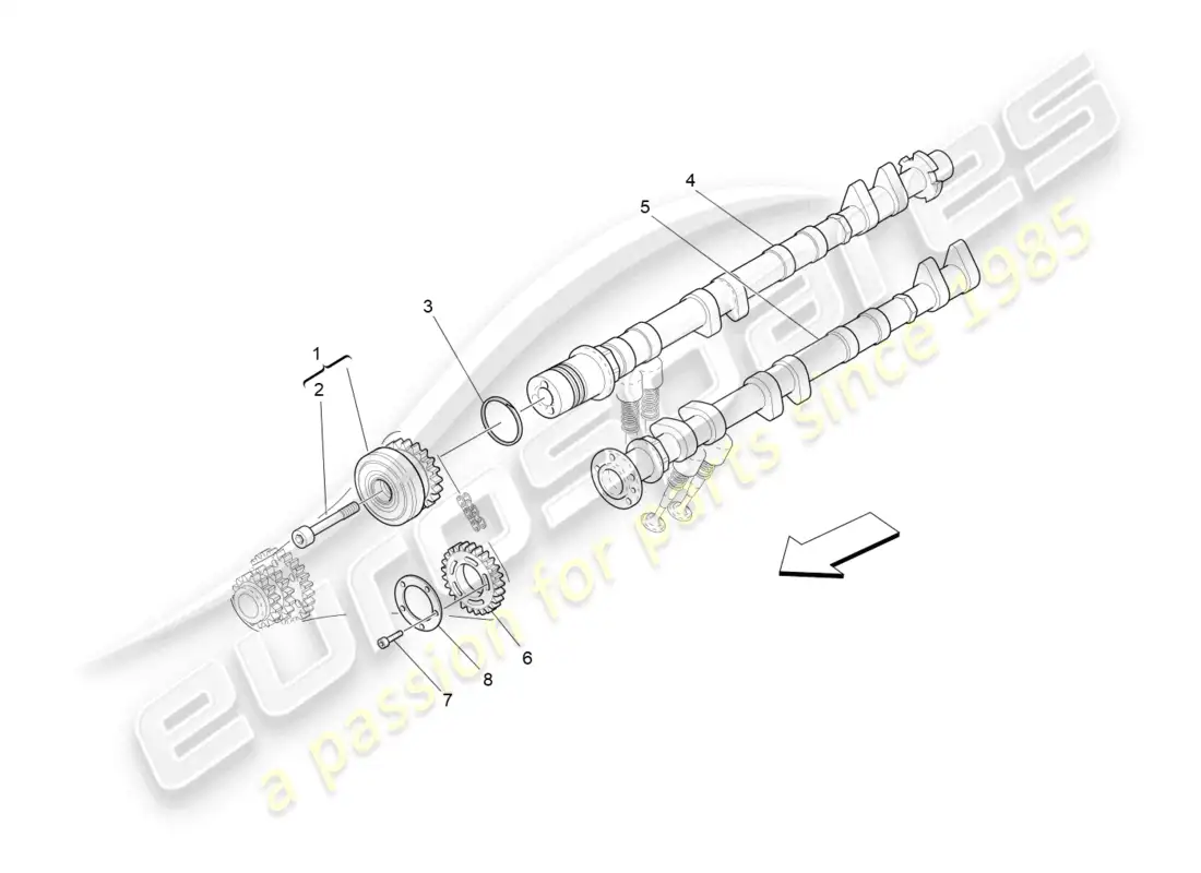 maserati granturismo mc stradale (2013) lh cylinder head camshafts parts diagram