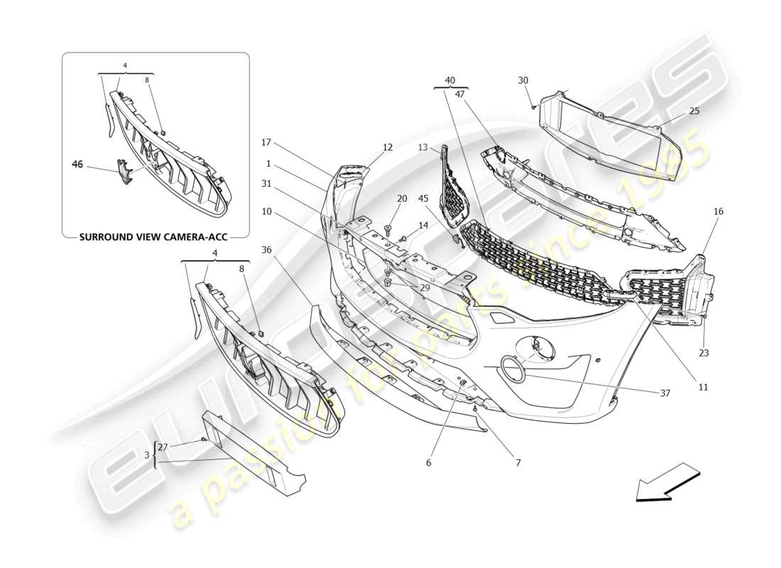 maserati levante modena (2022) front bumper part diagram