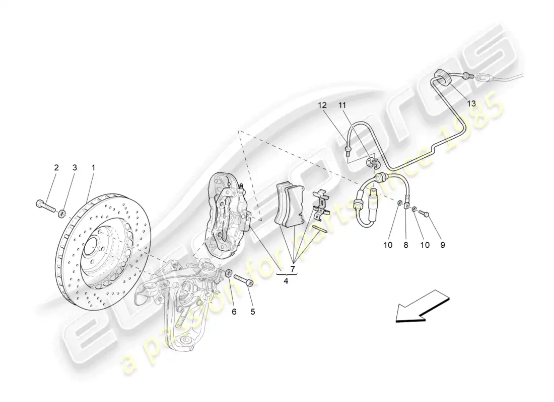 maserati grancabrio mc (2013) braking devices on front wheels parts diagram