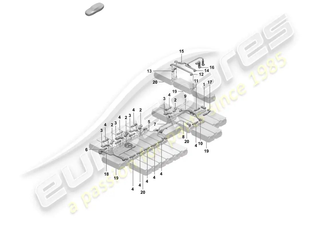 porsche 2025 (taycan 9j1-2) high-voltage battery module connector parts diagram