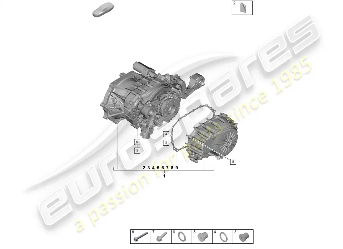 porsche 2023 (taycan 9j1-1) rear axle differential parts diagram