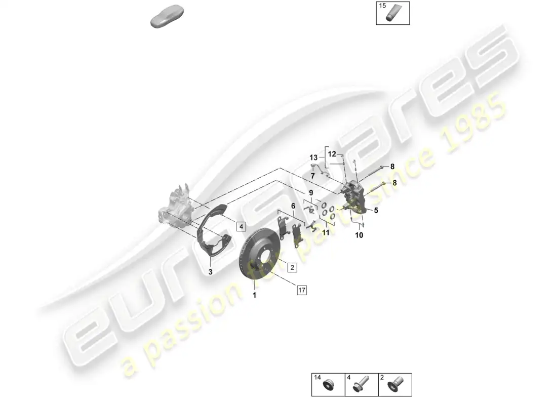 porsche 2025 (taycan 9j1-2) disc brake 18 rear axle red part diagram