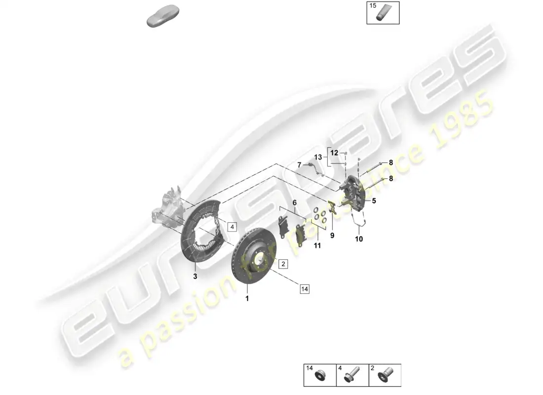 porsche 2026 (taycan 9j1-2) disc brake 19 rear axle neodyme parts diagram