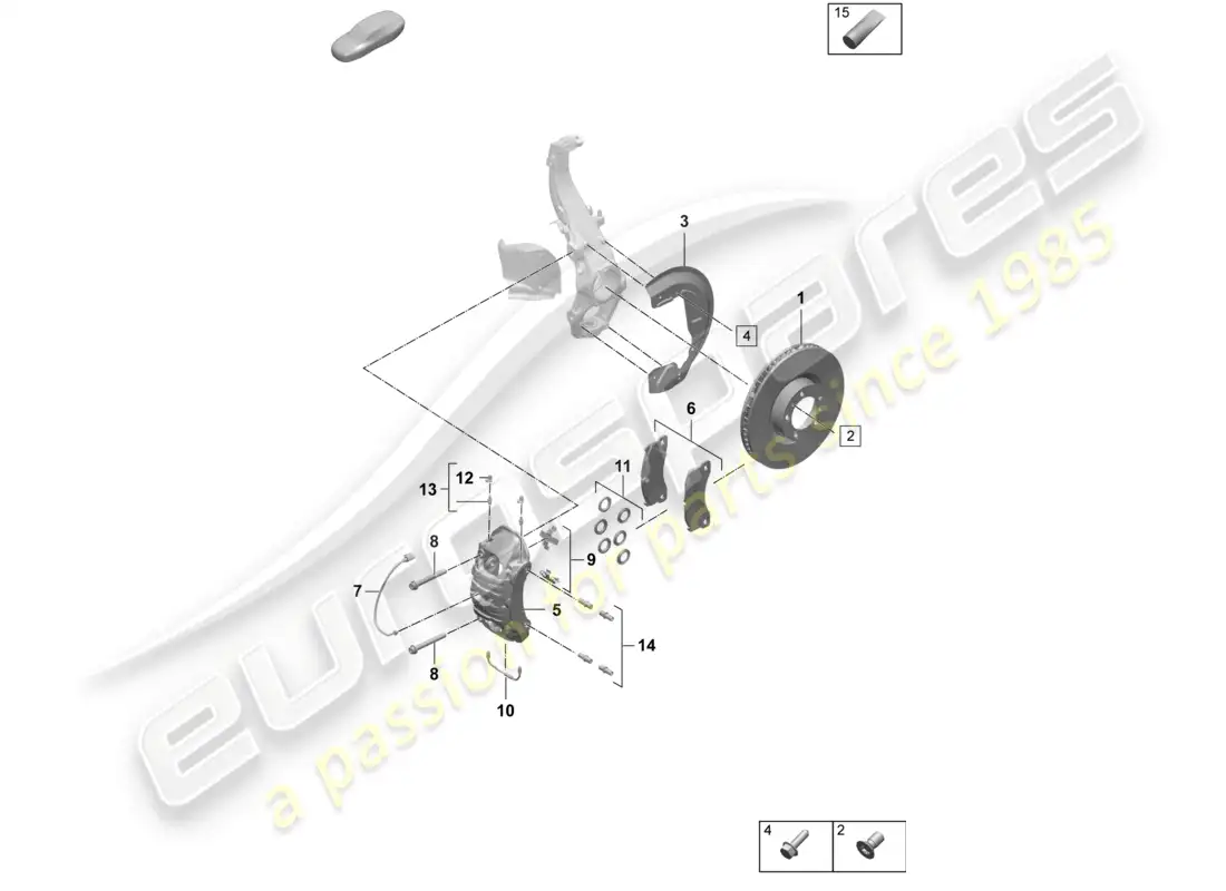 porsche 2025 (taycan 9j1-2) disc brake 18 front axle red part diagram