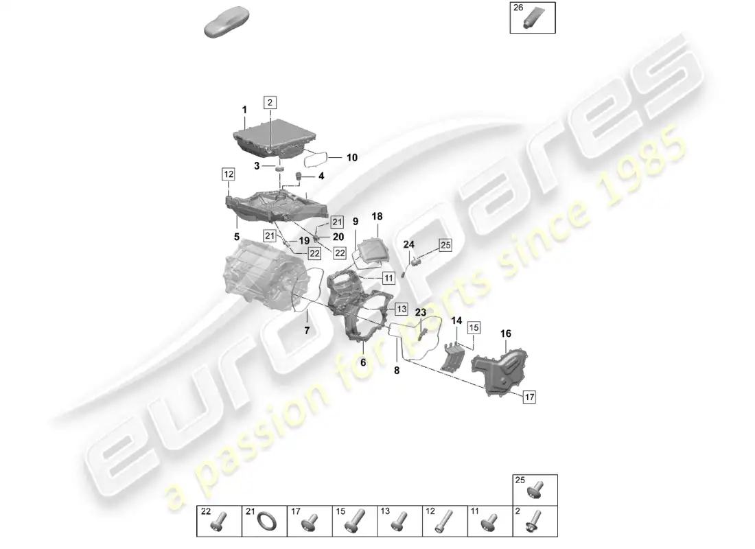 porsche 2025 (taycan 9j1-2) traction motor for elec. drive individual parts rear axle part diagram