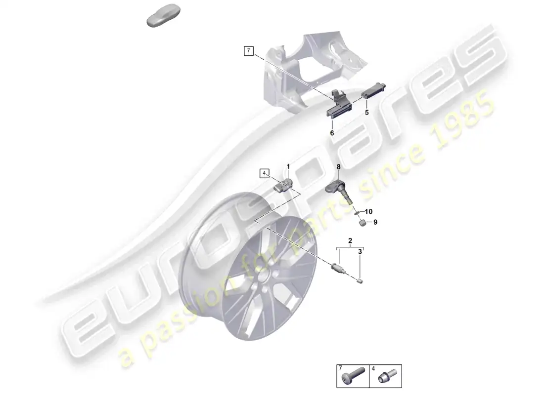 porsche 2023 (taycan 9j1-1) tyre pressure control system parts diagram