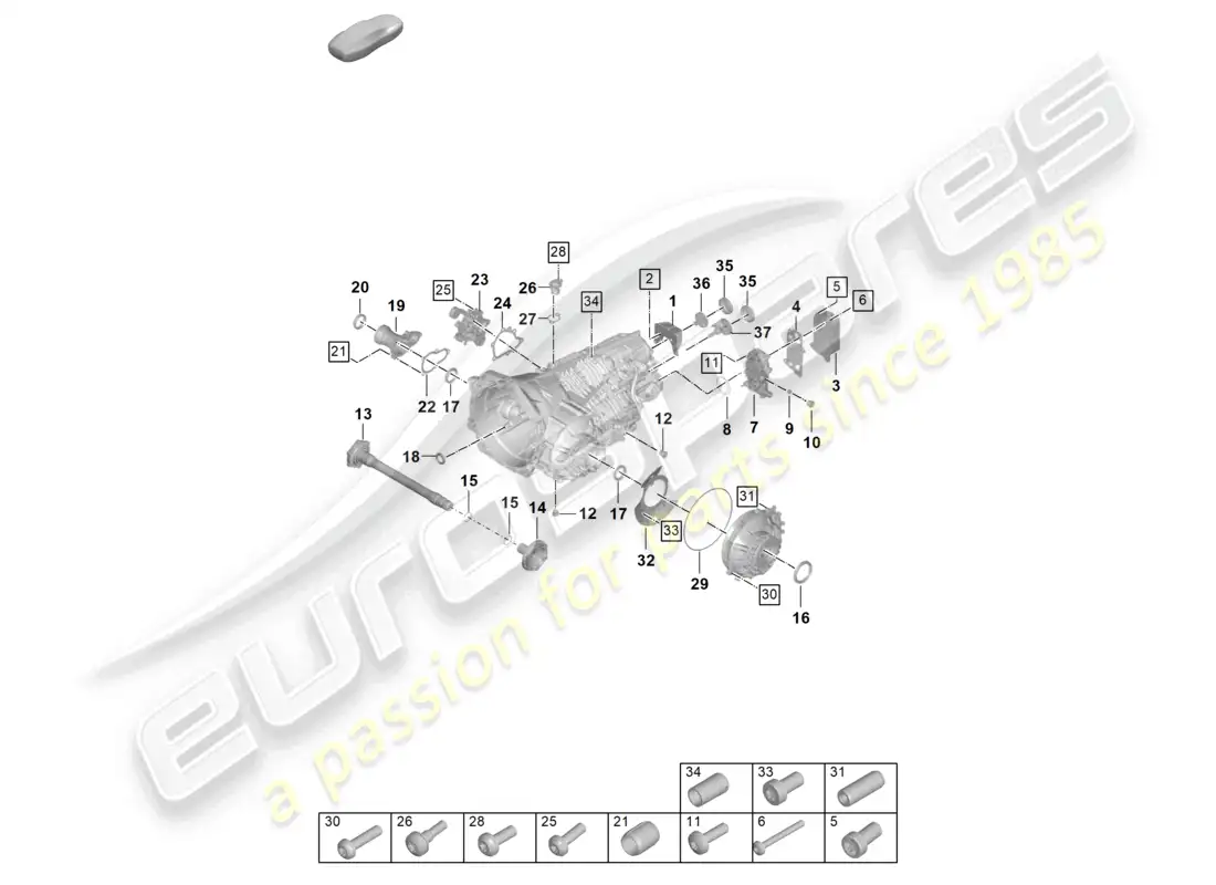 porsche 2021 (992-1 gt3/rs/st) manual gearbox individual parts parts diagram