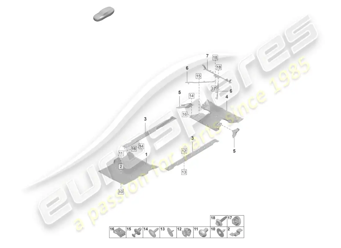 porsche 2021 (taycan 9j1-1) underbody trim parts diagram