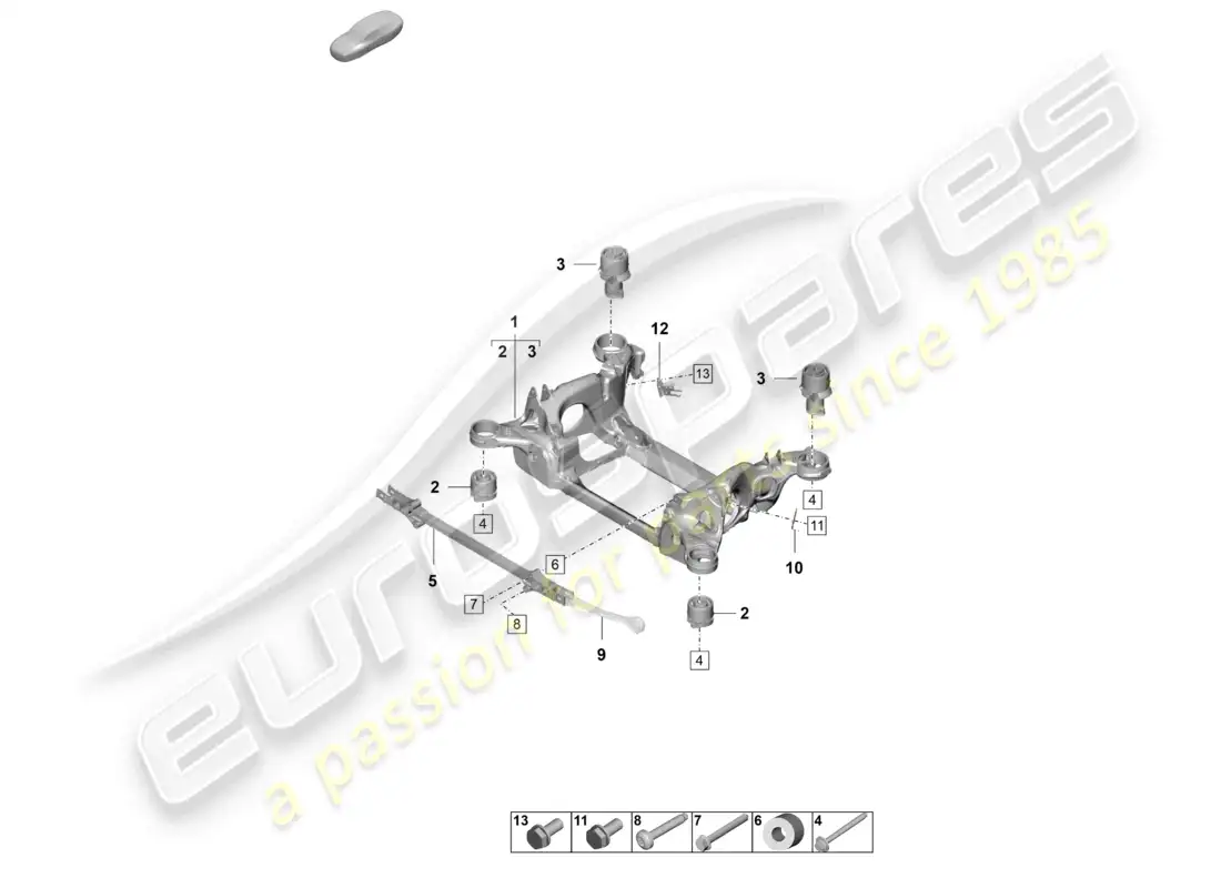 porsche 2025 (taycan 9j1-2) suspension sub-frame part diagram