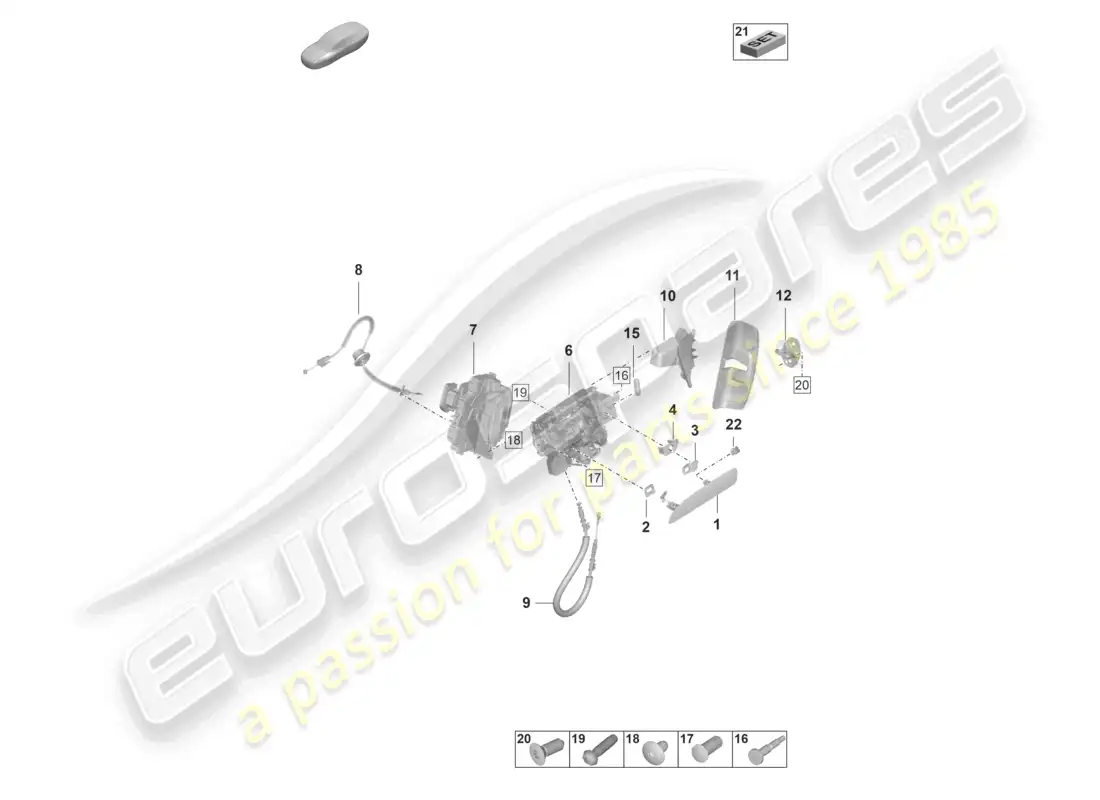 porsche 2021 (taycan 9j1-1) door handles front door lock parts diagram