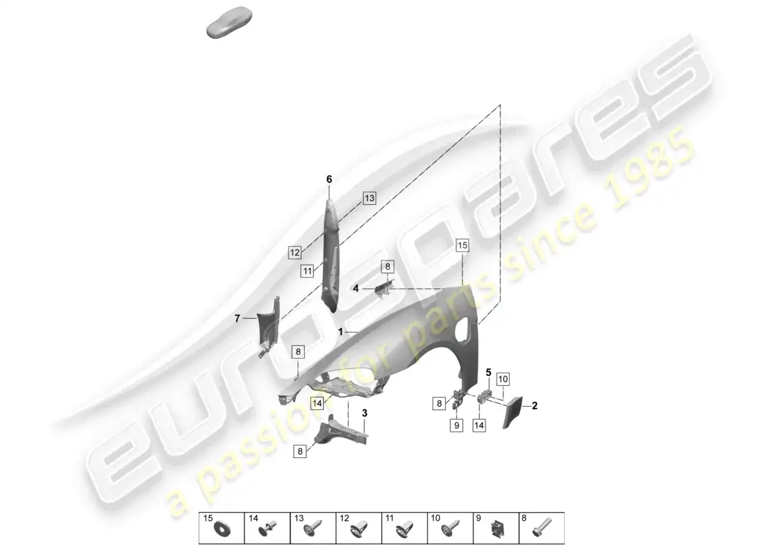 porsche 2025 (taycan 9j1-2) wing part diagram