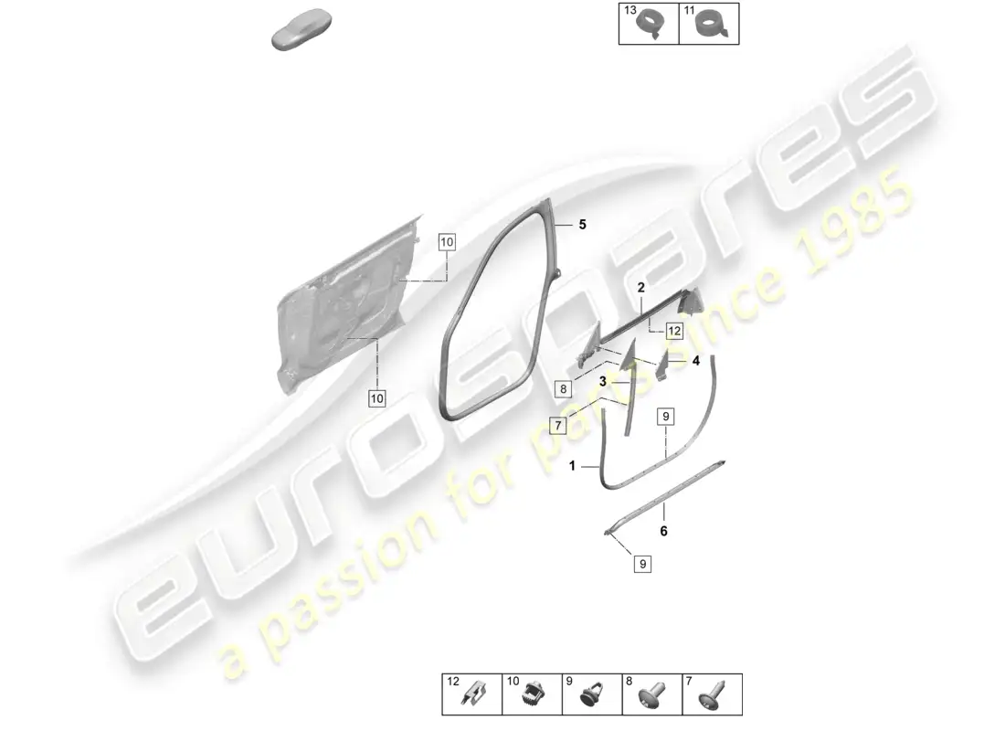 porsche 2025 (taycan 9j1-2) door seal front accessories parts diagram