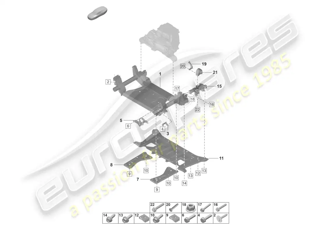 porsche 2023 (taycan 9j1-1) cross member support frame parts diagram