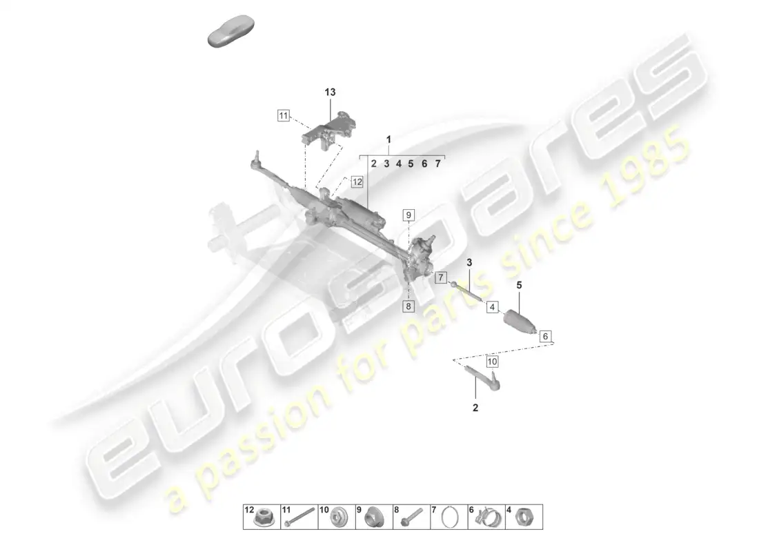 porsche 2025 (taycan 9j1-2) steering gear part diagram