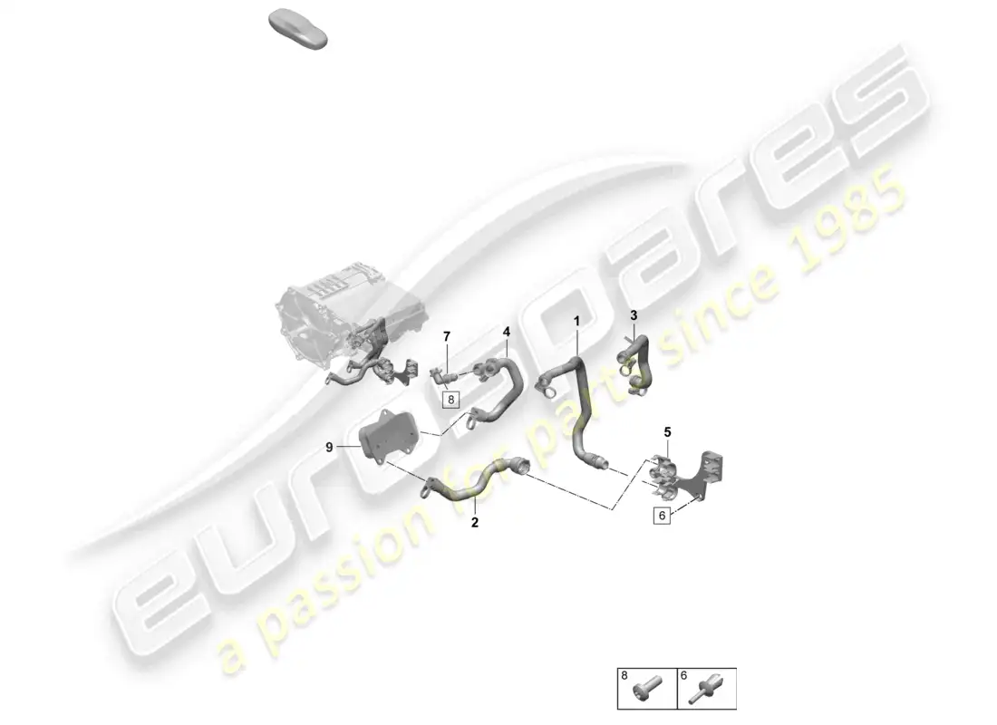 porsche 2025 (taycan 9j1-2) drive cooling rear axle part diagram