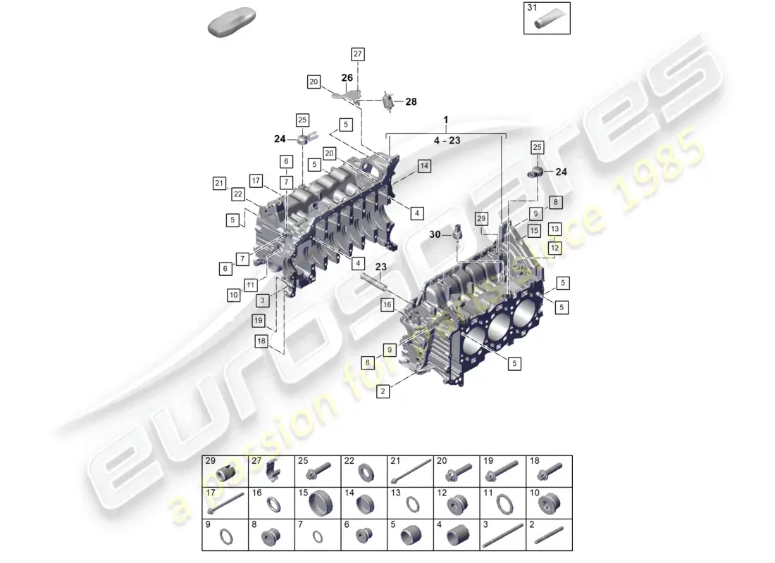 porsche 2024 (992-2 gt3/rs/st) crankcase housing parts diagram