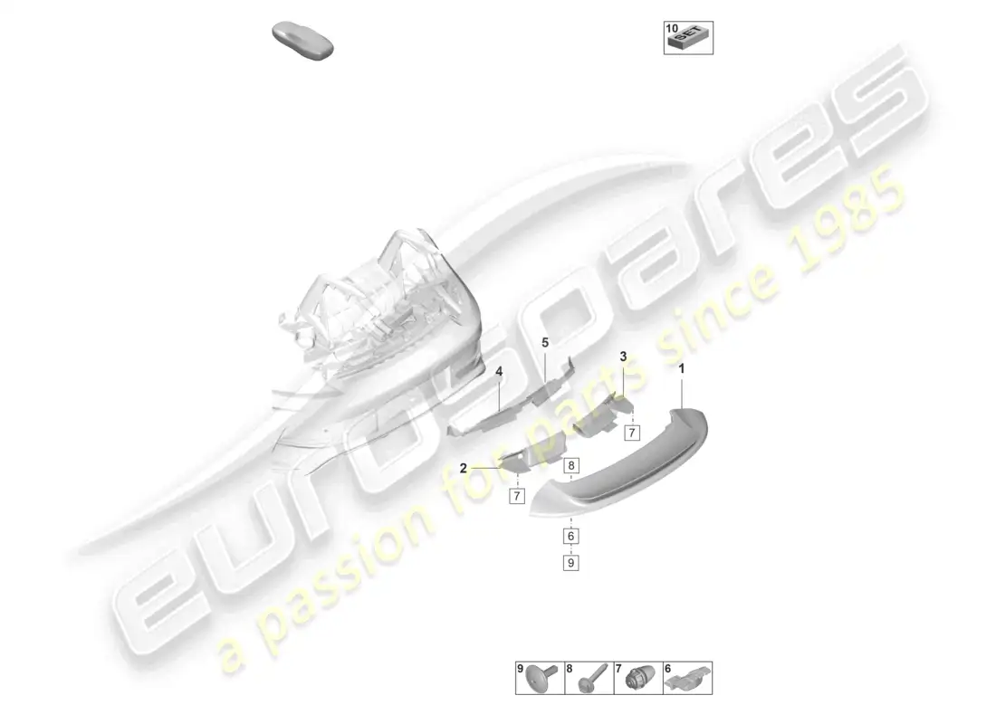 porsche 2021 (992-1 gt3/rs/st) rear spoiler parts diagram