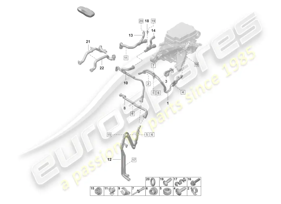 porsche 2022 (taycan 9j1-1) drive cooling front axle parts diagram