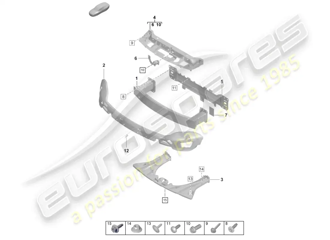 porsche 2023 (taycan 9j1-1) bumper carrier front crash reinforcement parts diagram