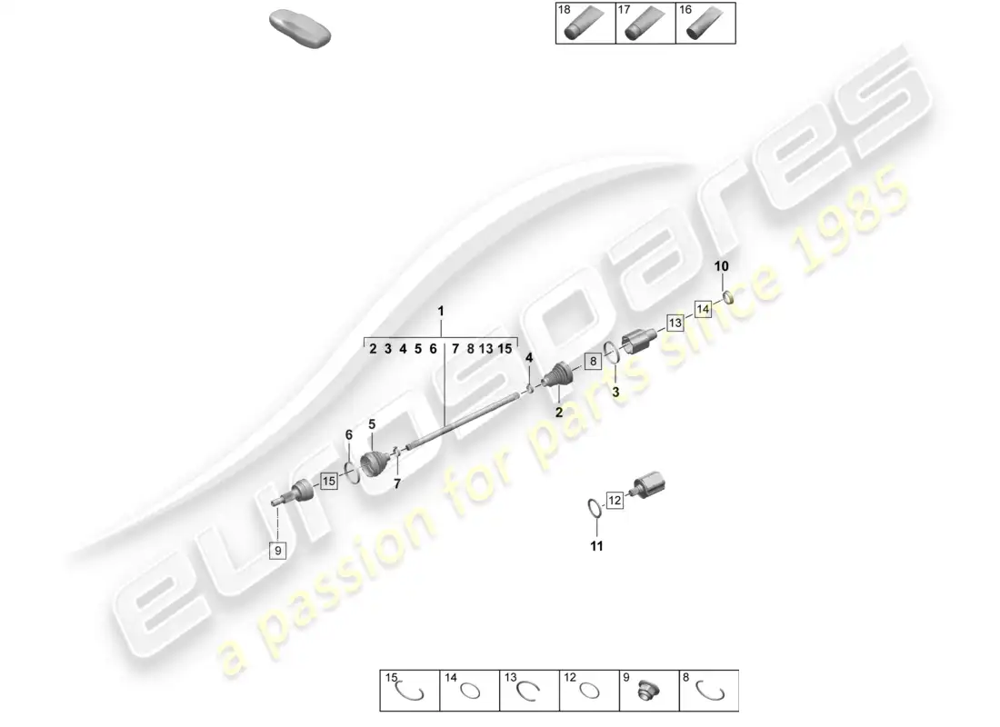 porsche 2025 (taycan 9j1-2) drive shaft part diagram