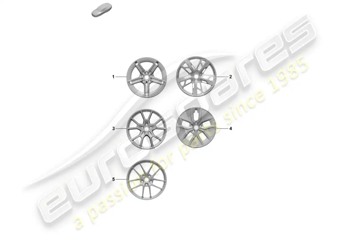 porsche 2025 (taycan 9j1-2) alloy wheel 21 part diagram