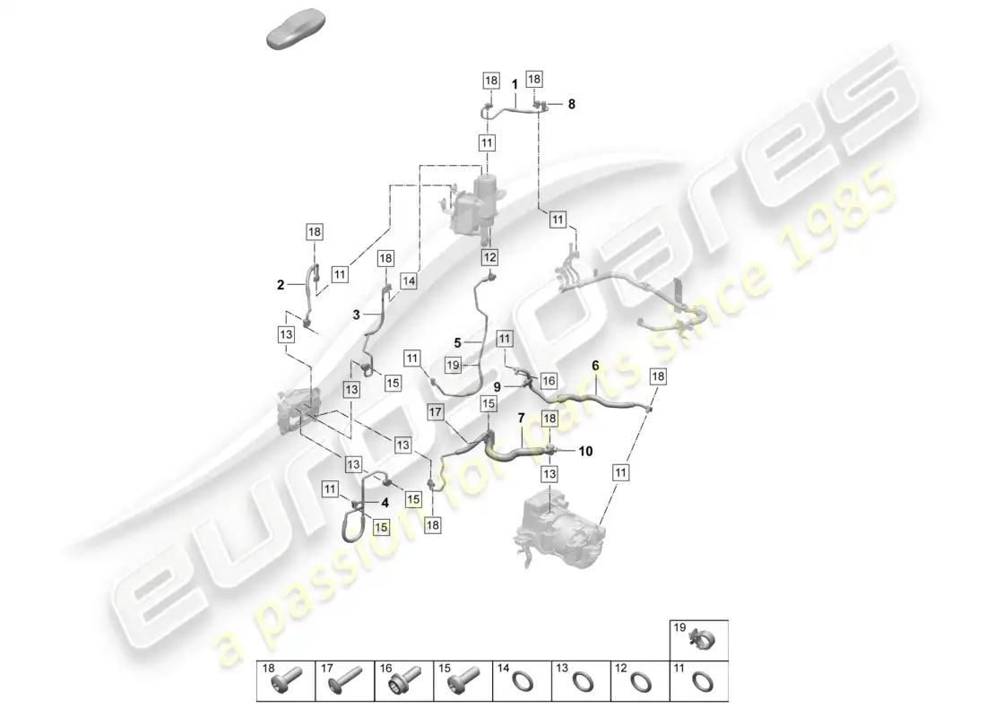 porsche 2025 (taycan 9j1-2) air conditioning refrigerant line parts diagram