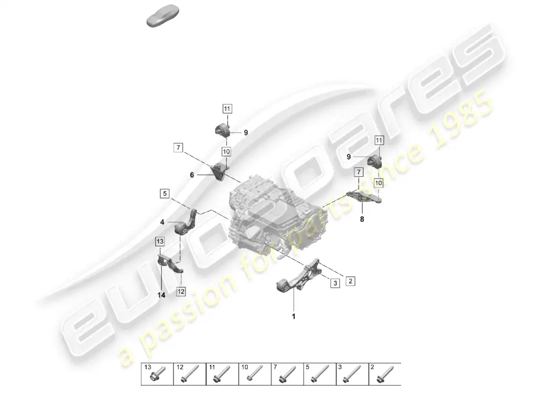 porsche 2025 (taycan 9j1-2) engine lifting tackle rear axle sl:0emd part diagram
