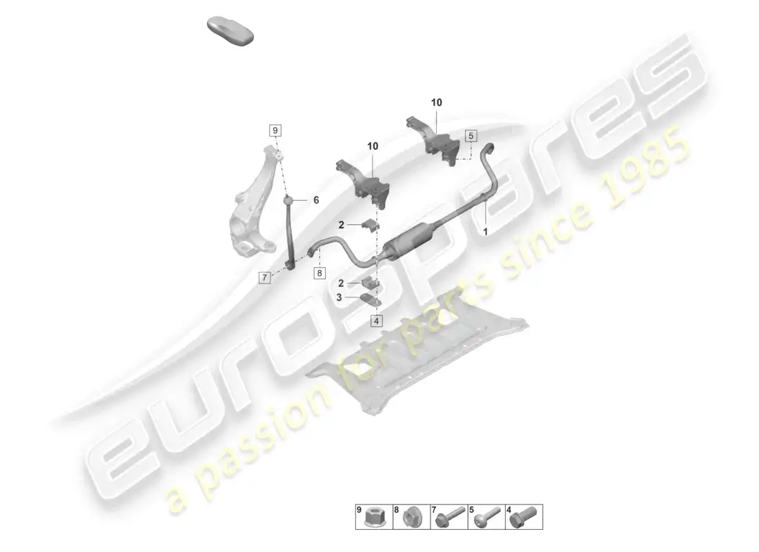 porsche 2022 (taycan 9j1-1) anti-roll bar for vehicles with electronic roll stabilisation parts diagram