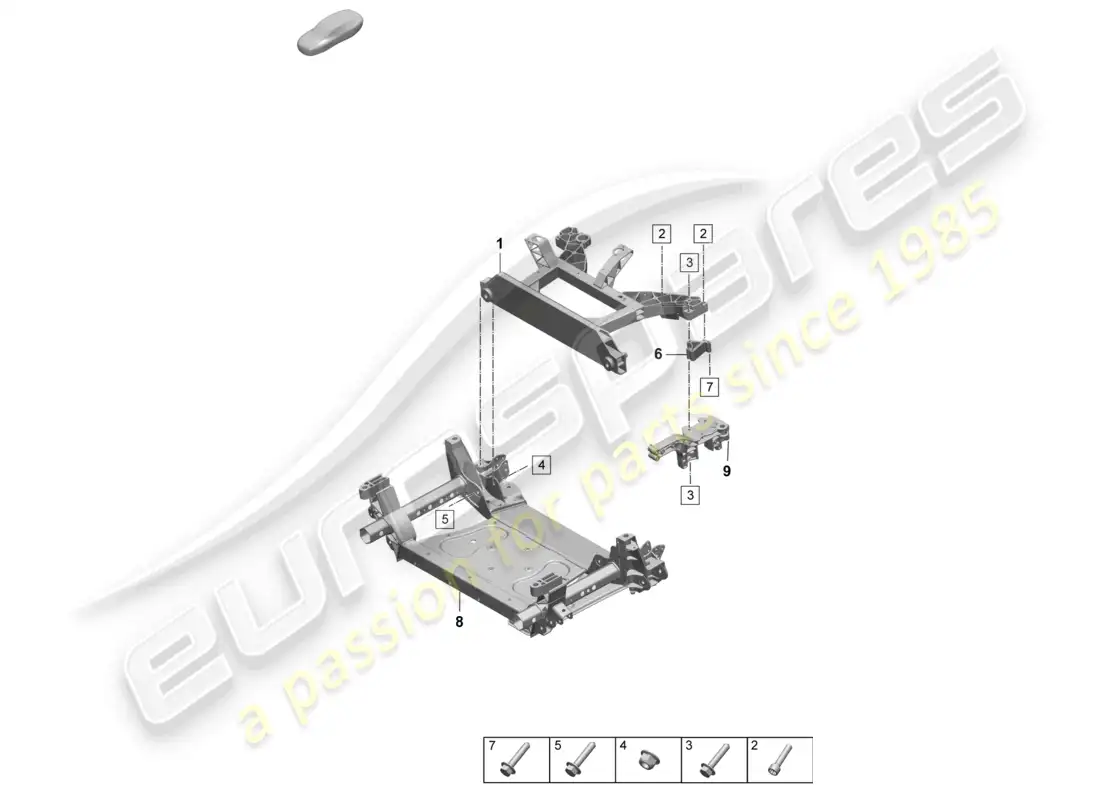 porsche 2023 (taycan 9j1-1) frame parts diagram