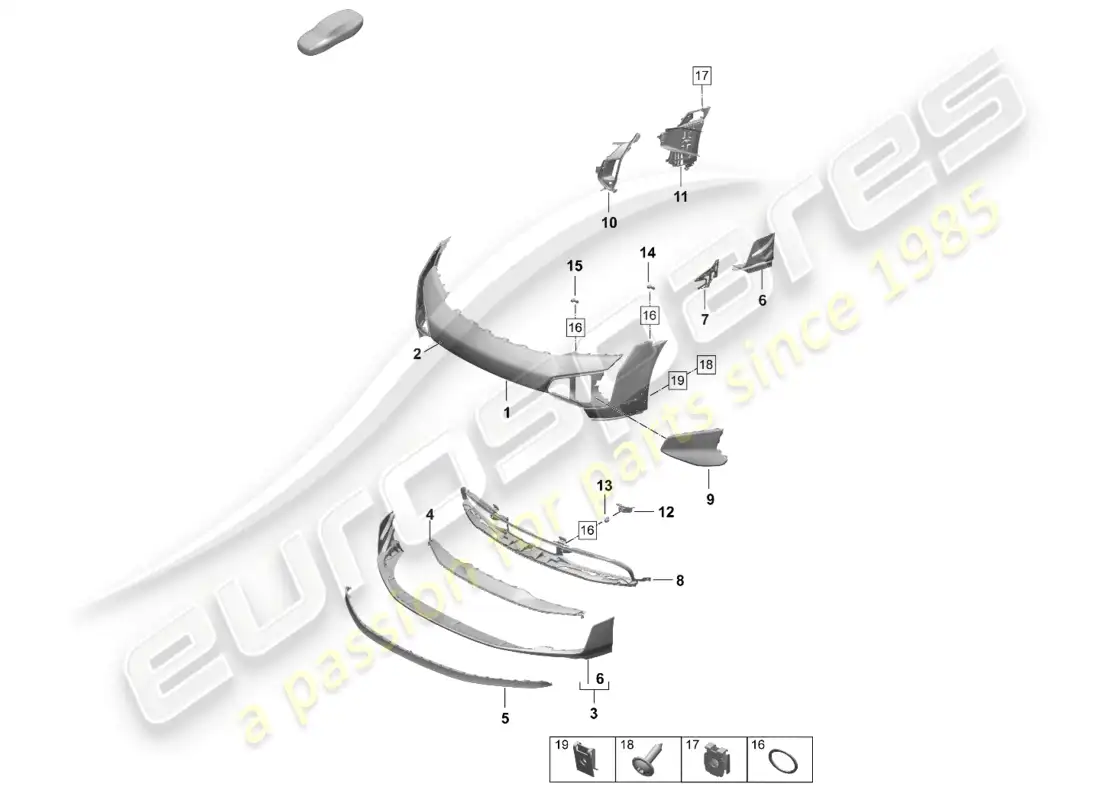 porsche 2025 (taycan 9j1-2) bumper front special model part diagram