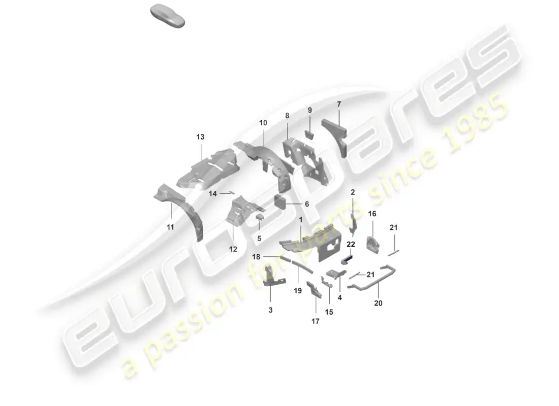 porsche 2022 (992-1 gt3/rs/st) sound absorber damping body parts diagram