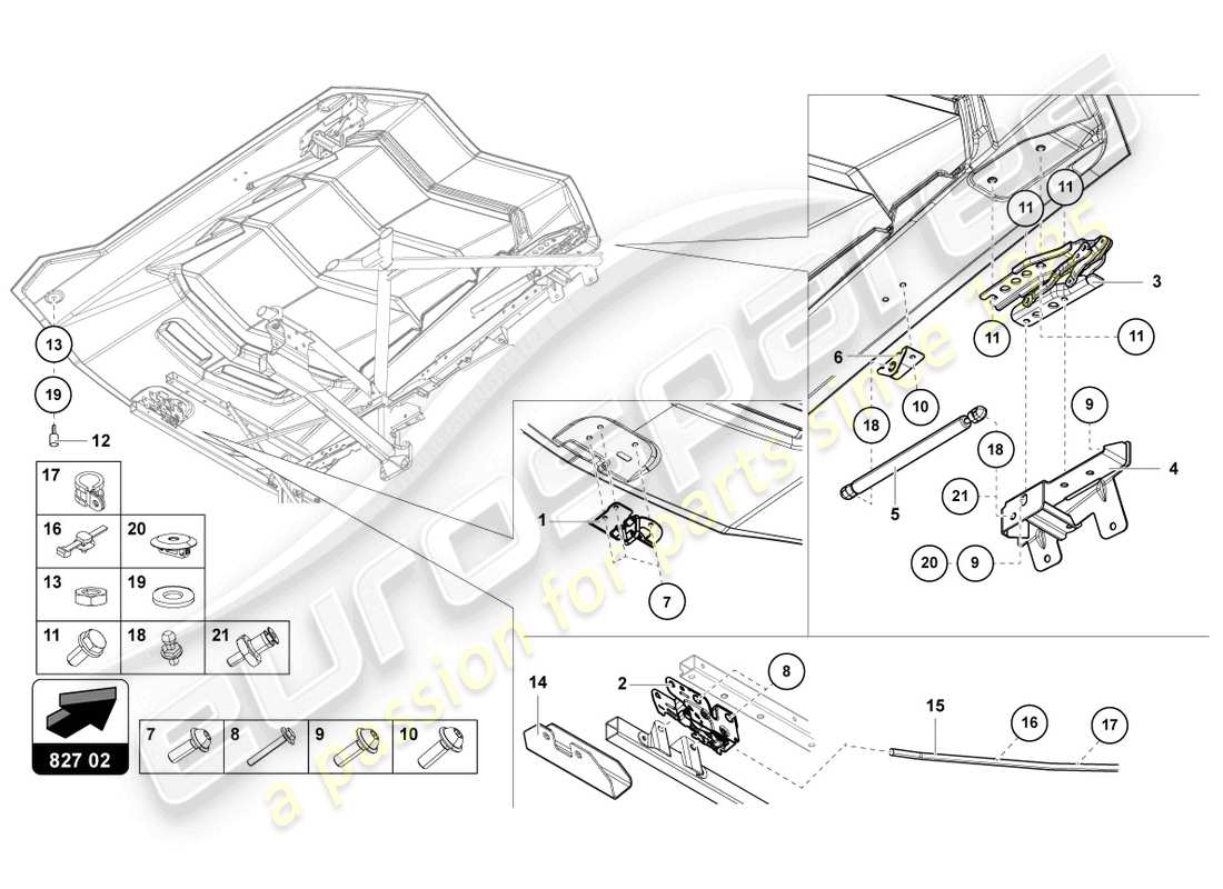 lamborghini 2015 (lp700-4 coupe) engine cover with insp. cover part diagram