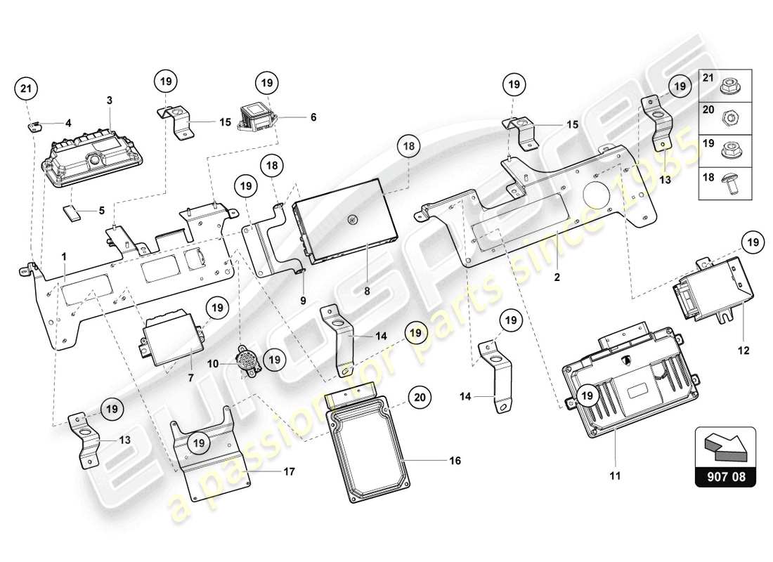 lamborghini 2016 (lp700-4 roadster) retainer for control units parts diagram