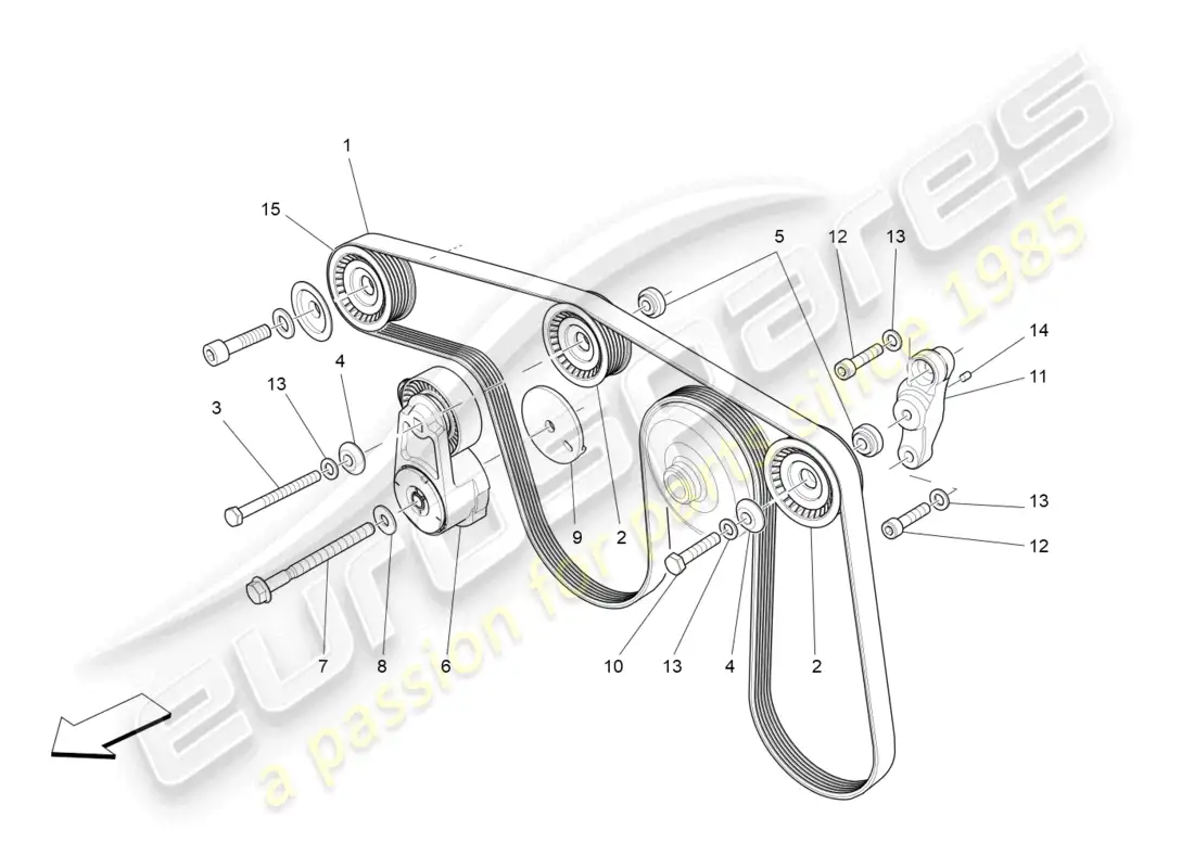 maserati levante modena (2022) auxiliary device belts parts diagram
