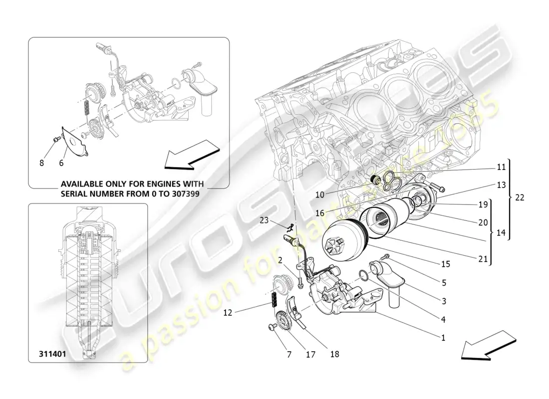 maserati levante (2018) lubrication system: pump and filter parts diagram