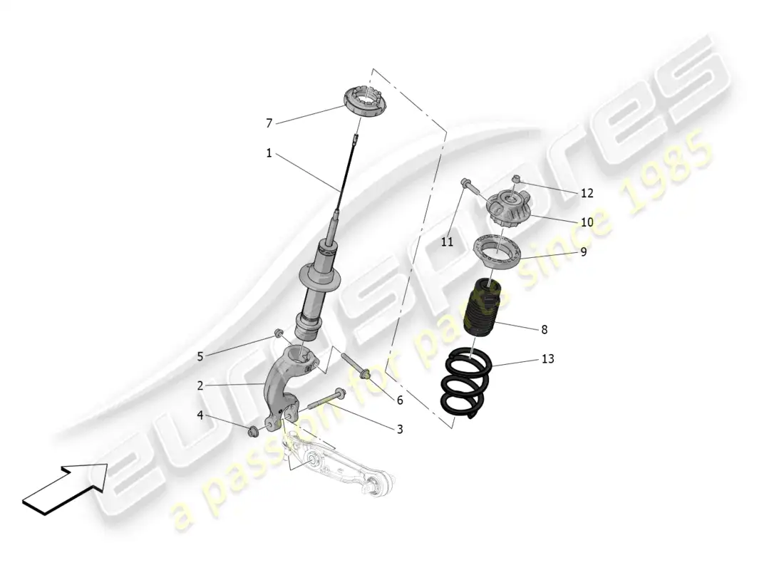 maserati mc20 (2022) front shock absorber devices parts diagram