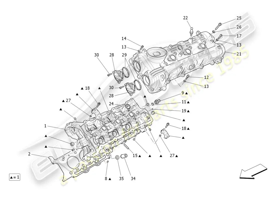 maserati levante (2018) lh cylinder head parts diagram