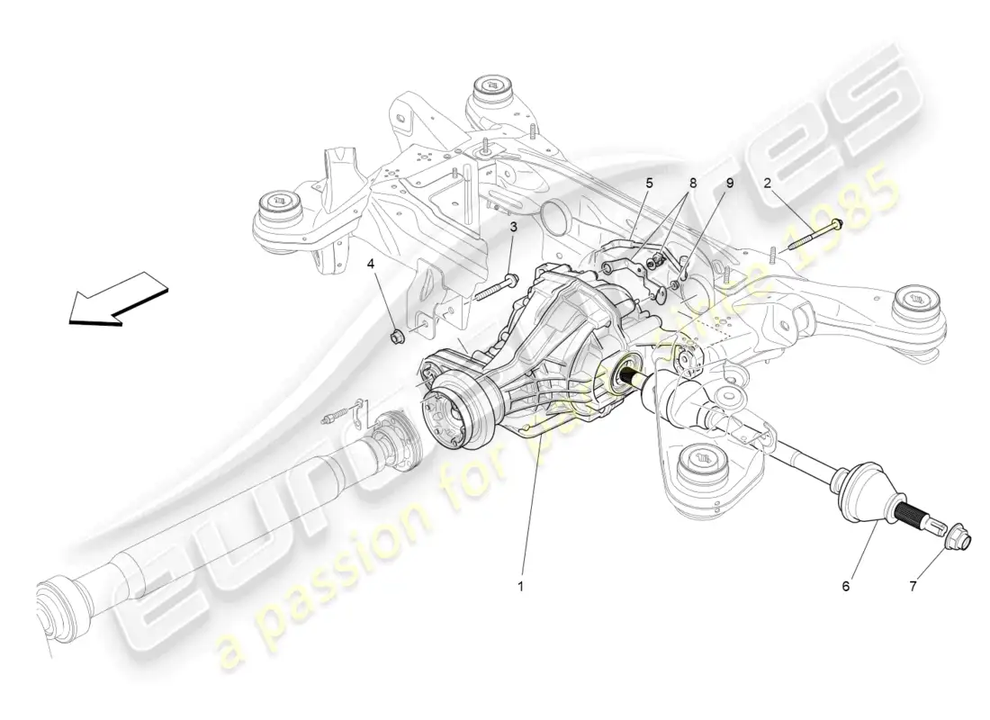 maserati levante (2018) differential and rear axle shafts parts diagram