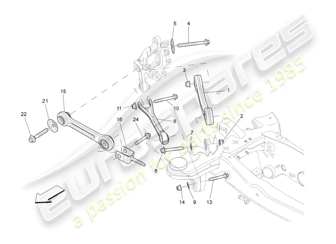maserati ghibli (2014) rear suspension parts diagram