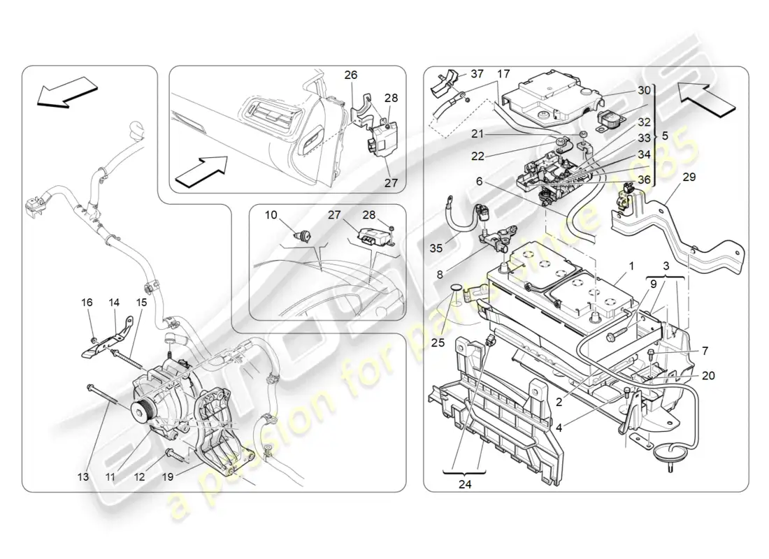 maserati ghibli (2016) energy generation and accumulation parts diagram