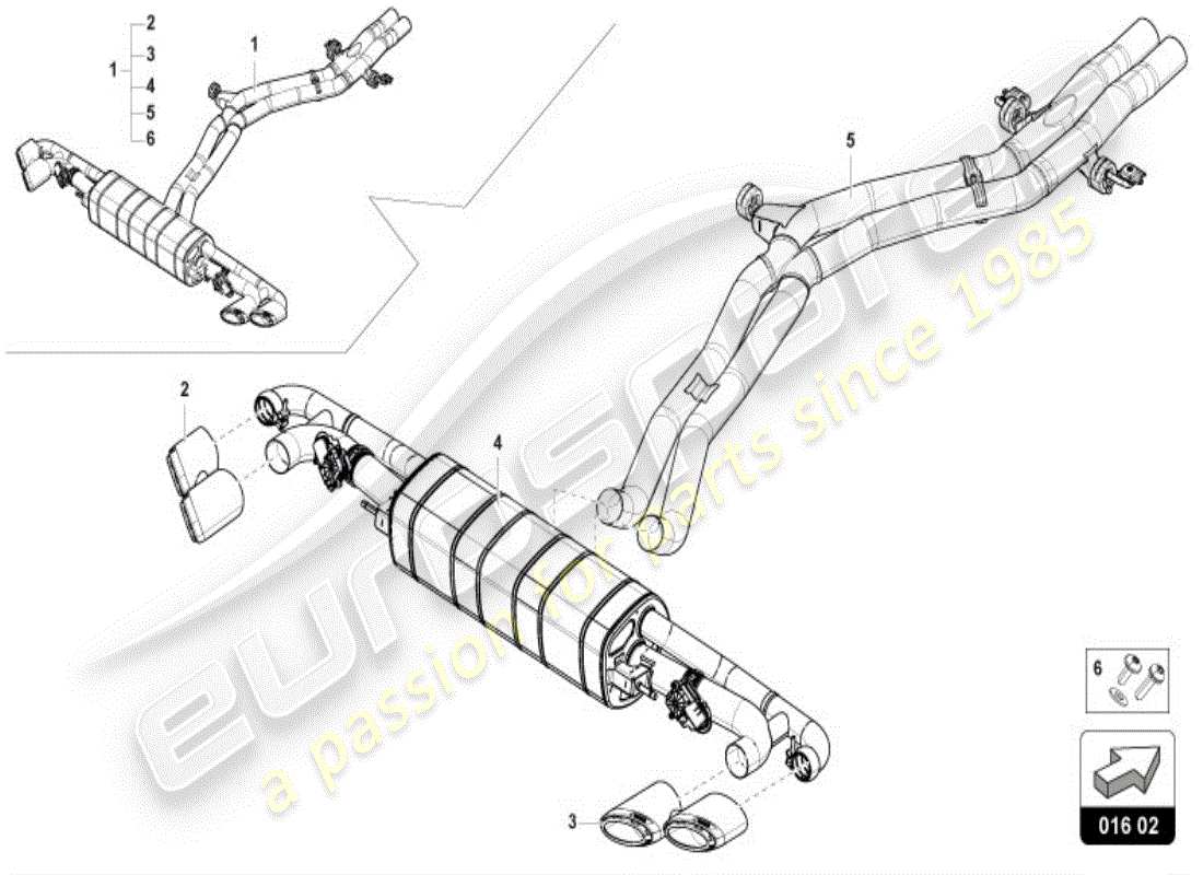 lamborghini urus (accessories) sport exhaust system parts diagram