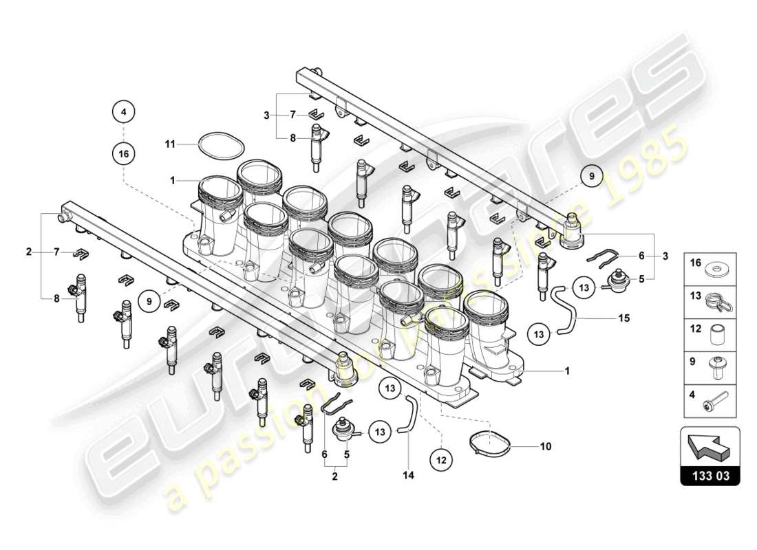 lamborghini lp740-4 s roadster (2021) intake manifold parts diagram