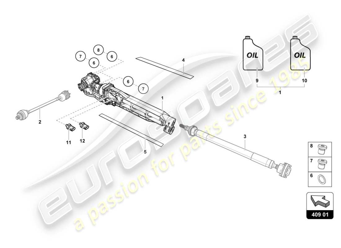 lamborghini performante coupe (2019) front axle differential parts diagram