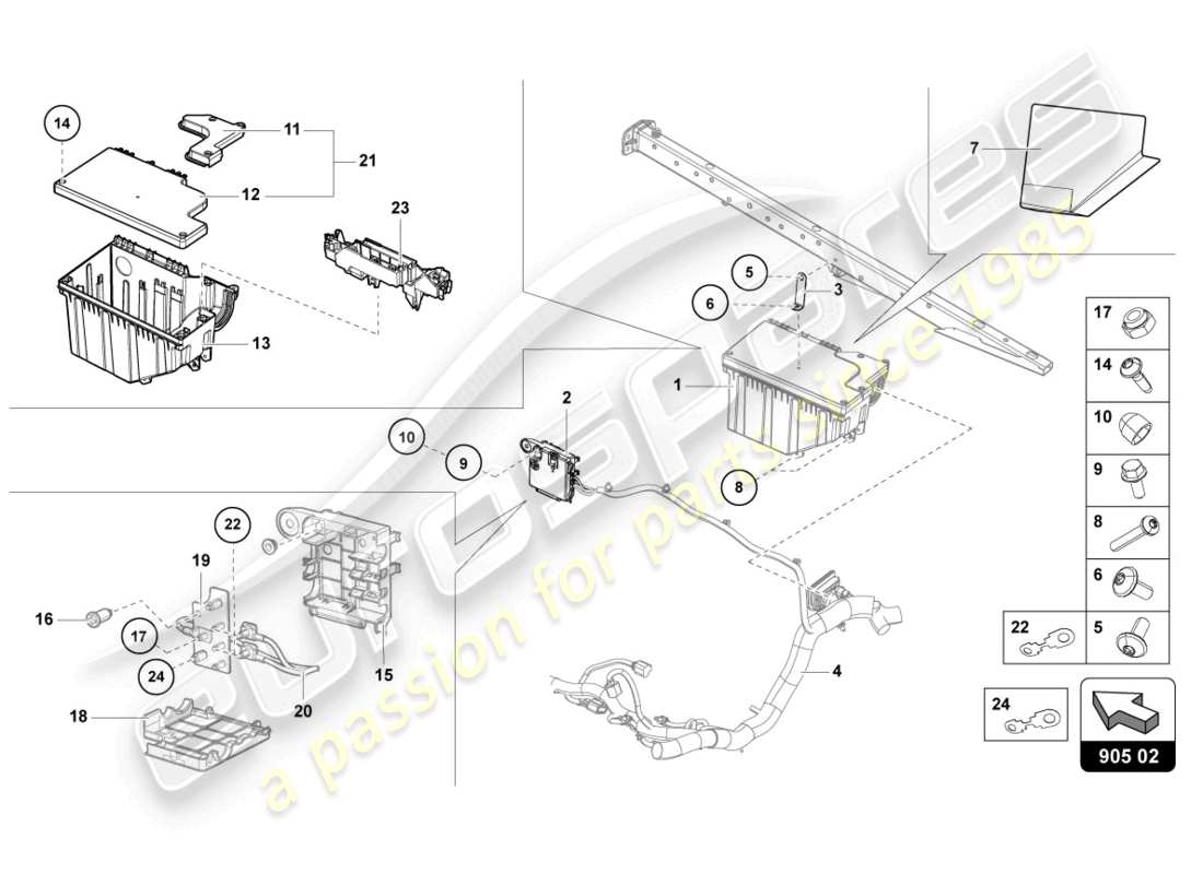 lamborghini lp700-4 coupe (2014) central electrics parts diagram