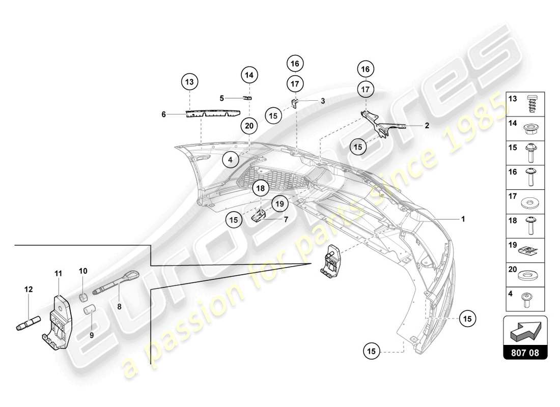 lamborghini 2014 (lp720-4 roadster 50) bumper, complete part diagram