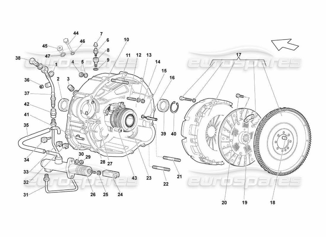 lamborghini murcielago lp670 clutch (manual) part diagram