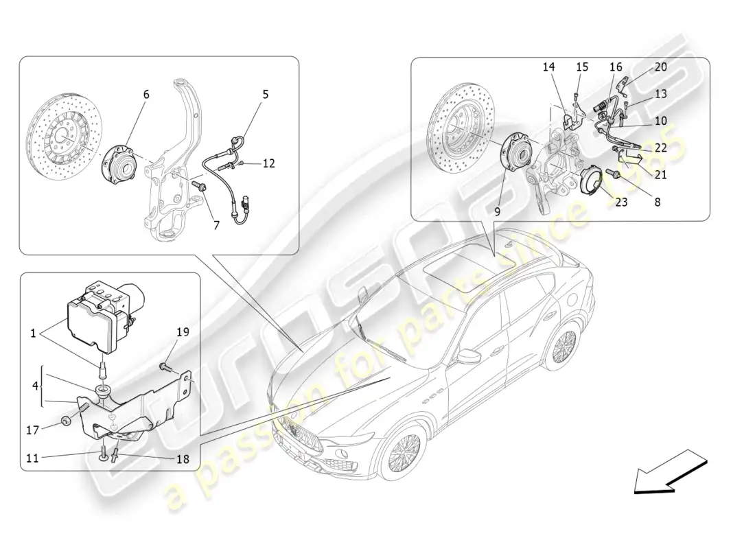 maserati levante (2020) braking control systems parts diagram