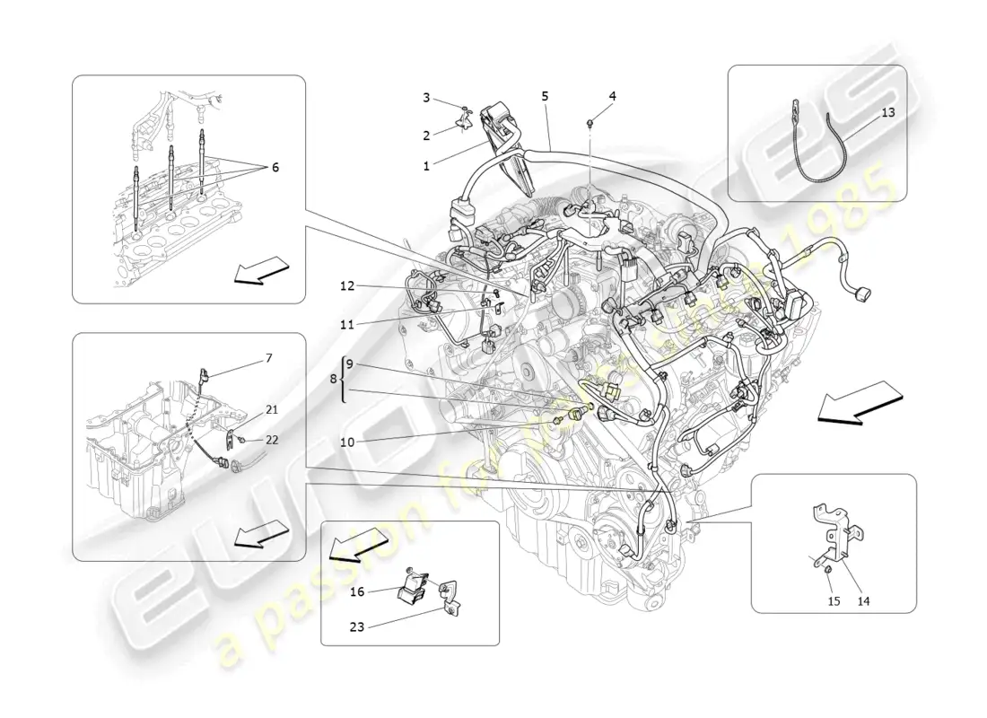 maserati levante (2020) electronic control: injection and engine timing control parts diagram