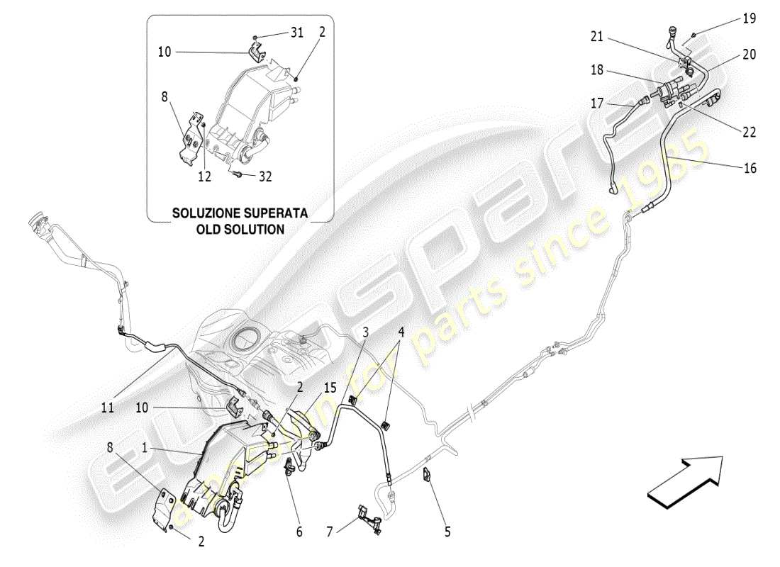 maserati ghibli (2021) fuel vapour recirculation system part diagram