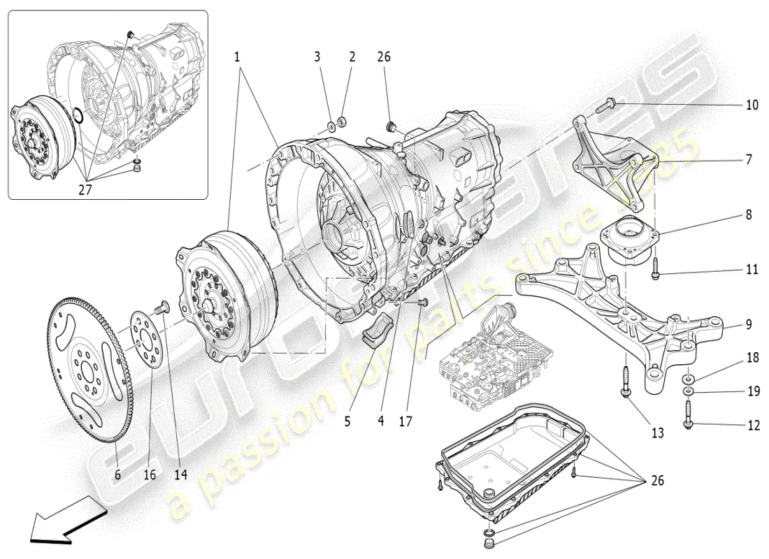 maserati ghibli (2021) gearbox housings parts diagram